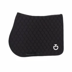 Cavalleria Toscana - Tapis de selle Circular Quilted Jersey noir et logo blanc