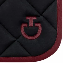 Cavalleria Toscana - Tapis de selle Diamond Quilted Jersey noir/ bordeaux