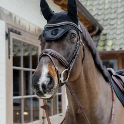 Dyon - Bridon muserolle combinée Tressé Pull Back havane