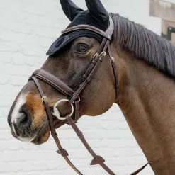 Dyon - Bridon muserolle combinée Tressé Pull Back havane