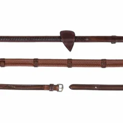 Dyon - Rênes caoutchouc 7 arretoirs tressés New English marron