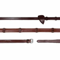 Dyon - Rênes caoutchouc 1/2 avec 7 arrêtoirs New English Collection brun