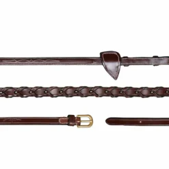 Dyon - Rênes tressées 1/2 D Collection brun