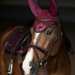 Equestrian Stockholm - Bonnet pour chevaux Twill Luxe rouge foncé