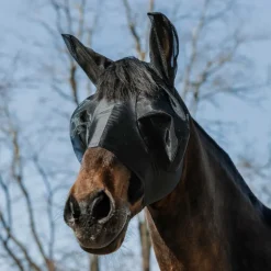 Equithème - Masque anti-mouches et UV Lycra noir