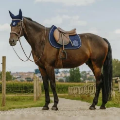 Equithème - Tapis de selle Compet Je t'aime marine