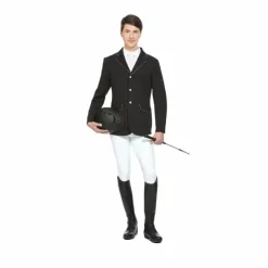 Equithème - Veste de concours Soft Classic Homme noir/ passepoil gris