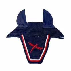 Freejump - Bonnet pour chevaux Premium marine et rouge