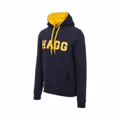 Hagg - Sweat à capuche homme marine/ jaune
