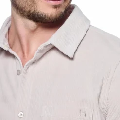 Harcour - Chemise manches longues en velours homme Shavi ivoire