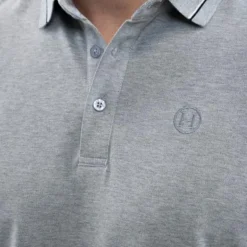 Harcour - Polo manches longues homme Malik gris chiné