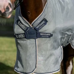 Horseware - Chemise anti-mouches Rambo Protector Fieldsafe Plus argent/ marine/ blanc/ beige
