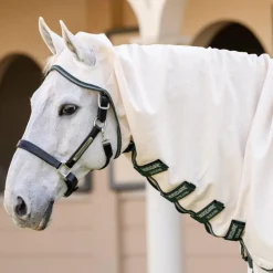 Horseware - Couverture anti-mouches Rambo Hoody XL chalk/ hunter green/ argent