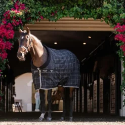 Horseware - Couverture de box Rhino Pony Stable VL noir/ gris/ blanc à carreaux/ gris 250g