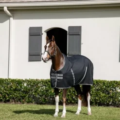 Horseware - Couverture de box Rambo Stable noir/ thunderstorm grey/ argent