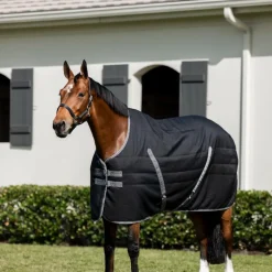 Horseware - Couverture de box Rambo Stable noir/ thunderstorm grey/ argent 200g