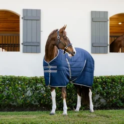 Horseware - Couverture de box Rambo Stable marine/ thunderstorm grey/ argent 100g