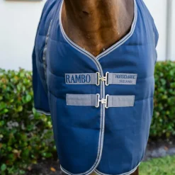 Horseware - Couverture de box Rambo Stable marine/ thunderstorm grey/ argent 100g