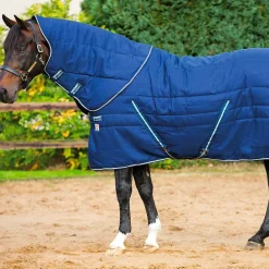 Horseware - Couverture de box Plus Vari-Layer avec couvre-cou marine 450g