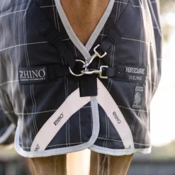 Horseware - Couverture d'extérieur Rhino Wug Pony Turnout noir/ gris/ blanc à carreaux 100g