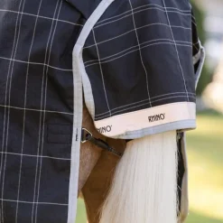 Horseware - Couverture d'extérieur Rhino Wug Pony Turnout VL noir/ gris/ blanc à carreaux 250g