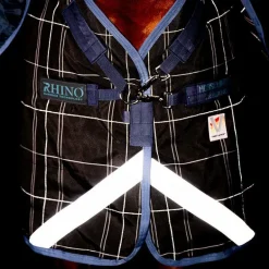 Horseware - Couverture d'extérieur Rhino Plus à carreaux marine 250g