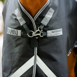 Horseware - Couverture d'extérieur Rambo Supreme Turnout Plus noir/ thunderstorm grey/ silver 450g