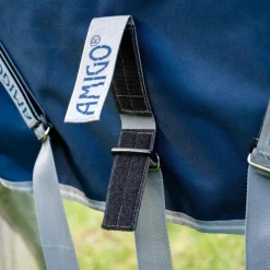Horseware - Couverture d'extérieur Amigo FieldSafe Plus Turnout marine/ titanium grey/ argent 250g