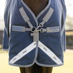 Horseware - Couverture d'extérieur Rhino Turnout marine/ titanium grey/ classic blue 100g