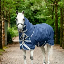 Horseware - Couverture d'extérieur Rhino Plus Pony Turnout marine/ titanium grey/ classic blue 0g