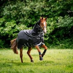 Horseware - Couverture d'extérieur Rambo Plus Turnout noir/ thunderstorm grey/ argent 100g
