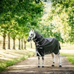 Horseware - Couverture d'extérieur Rambo Supreme Turnout Plus noir/ thunderstorm grey/ silver 50g