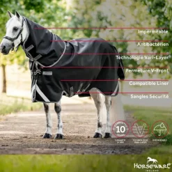 Horseware - Couverture d'extérieur Rambo Supreme Turnout Plus noir/ thunderstorm grey/ silver 50g