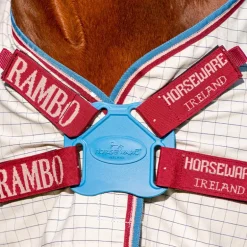 Horseware - Couverture extérieur d'été Rambo Optimo Supreme marine à carreaux/ cerise/ pêche/ bleu 0g