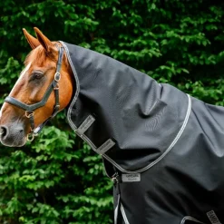 Horseware - Couvre-cou Rambo Supreme noir/ thunderstorm grey/ argent 250g