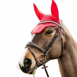 Kentucky Horsewear - Bonnet pour chevaux anti-bruits Wellington Velvet rouge