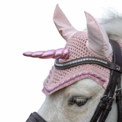 Kentucky Horsewear - Bonnet anti-mouches Wellington Licorne pailleté rose tendre