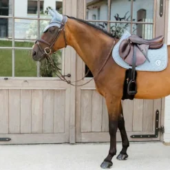 Kentucky Horsewear - Bonnet anti-mouches Wellington 3D Logo corde bleu clair