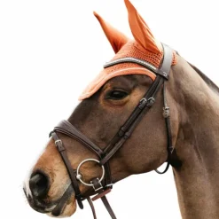 Kentucky Horsewear - Bonnet pour chevaux anti-bruits Wellington Velvet orange