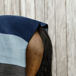 Kentucky Horsewear - Couverture séchante carré heavy stripes marine/ gris