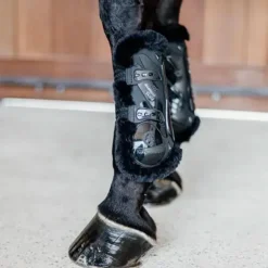 Kentucky Horsewear - Guêtres ouvertes mouton noir vegan Bamboo Elastique noir x2