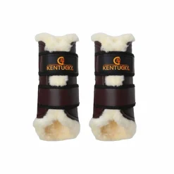Kentucky Horsewear - Guêtres cheval Turn Out cuir postérieurs marron x2