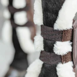 Kentucky Horsewear - Guêtres ouvertes velcro mouton vegan marron x2