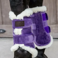 Kentucky Horsewear - Guêtres fermées cuir velvet contrast violet royal x2