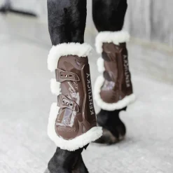 Kentucky Horsewear - Guêtres ouvertes mouton vegan Bamboo Elastic marron x2