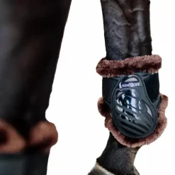 Kentucky Horsewear - Protège-boulets jeunes chevaux mouton vegan noir mouton marron