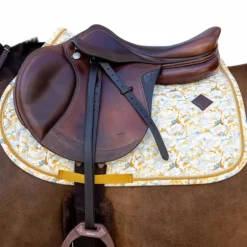 Kentucky Horsewear - Tapis de selle Velvet Printing spring leaves whispers marron/ blanc