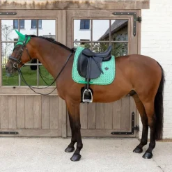 Kentucky Horsewear - Tapis de dressage Velvet Printing maze cipher vert/ blanc