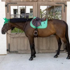 Kentucky Horsewear - Tapis de selle Velvet Printing maze cipher vert/ blanc