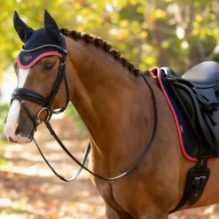 LeMieux - Bonnet pour chevaux anti-mouches Classic marine/ cranberry